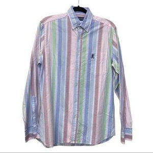 🐰 PSYCHO BUNNY Striped Pastels Shirt Size S EUC Psycho Bunny